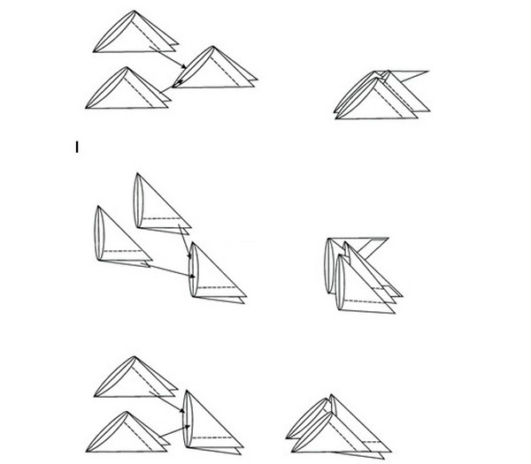 Modular Origami: Djur - Assembly Scheman