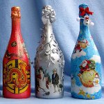 Nyttårs decoupage av flaskor