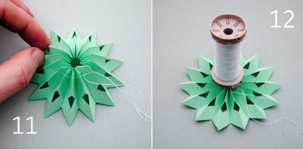 Vackra snöflingor för nytt år 2017 med egna händer papper - diagram och fotografier i steg. Master klasser för barn på stora snöflingor i origami teknik