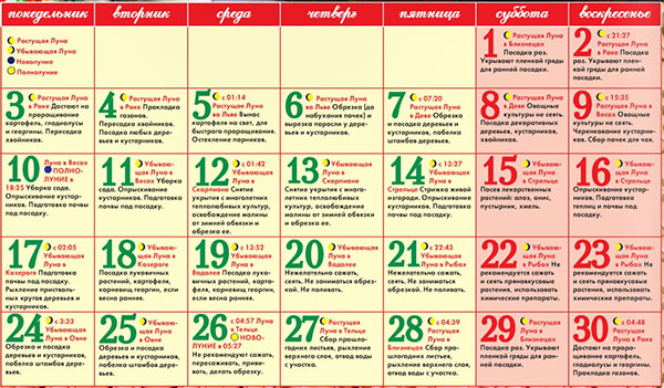 Lunar Seed Calendar för april 2017