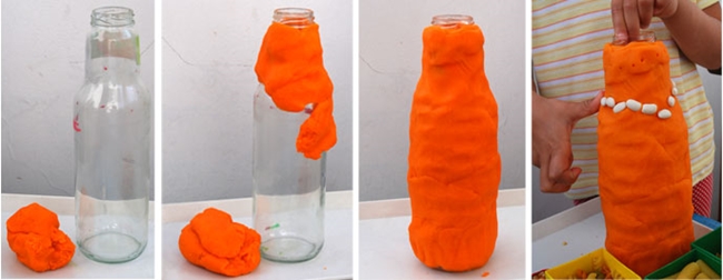 Vase från plasticine och korn med egna händer: fotoinstruktion