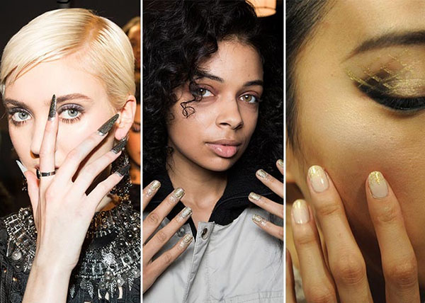 Glitter och Swarovski stenar som en trend för vintermanikyren 2016-2017