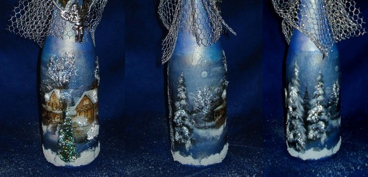 Decoupage av champagne för det nya året