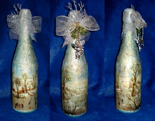 Decoupage av champagne för det nya året