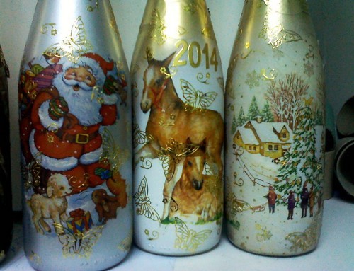 Decoupage av champagne för det nya året