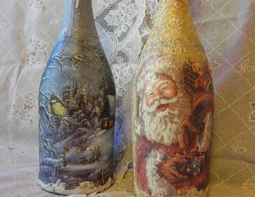 Decoupage av champagne för det nya året