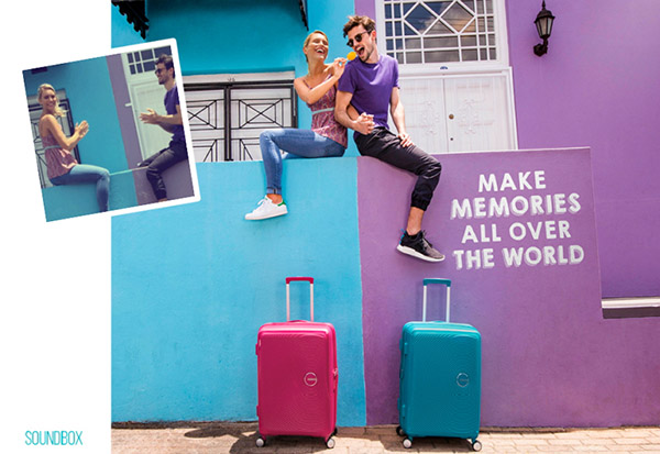Sommar på vägen: ljusa resväskor American Tourister Soundbox