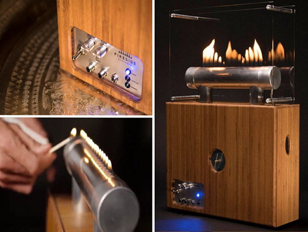 Brandmagi: kolonnkamin Fireside Audiobox