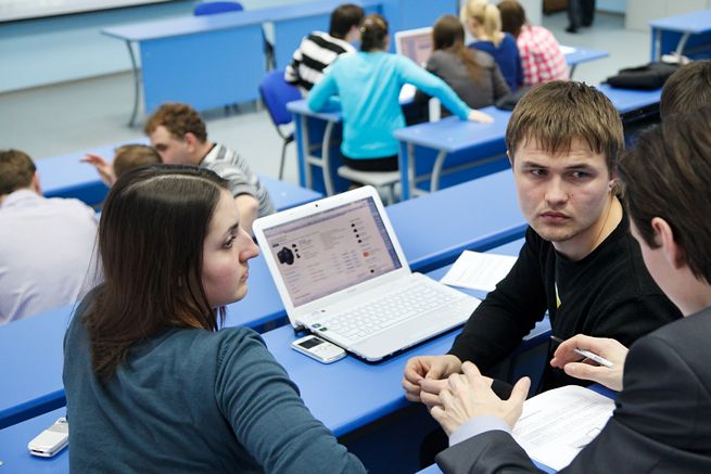 studenter vid en föreläsning