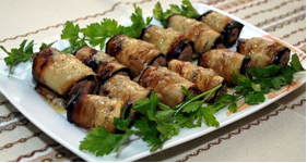 mushrooms och auberginer