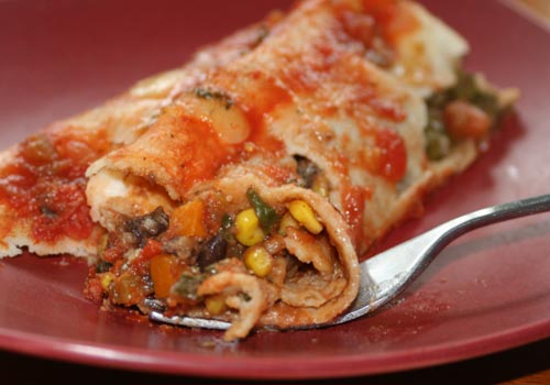 Enchiladas med bönor och rotgrönsaker
