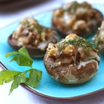 Foto av ett recept av fyllda svampar i ugnen
