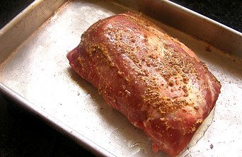 Bild av ett recept på en bakad fläskhals i ugnen