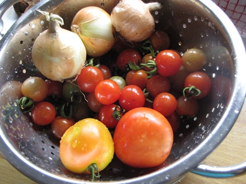 Tomater kilar för vintern med lök - foto recept blanker