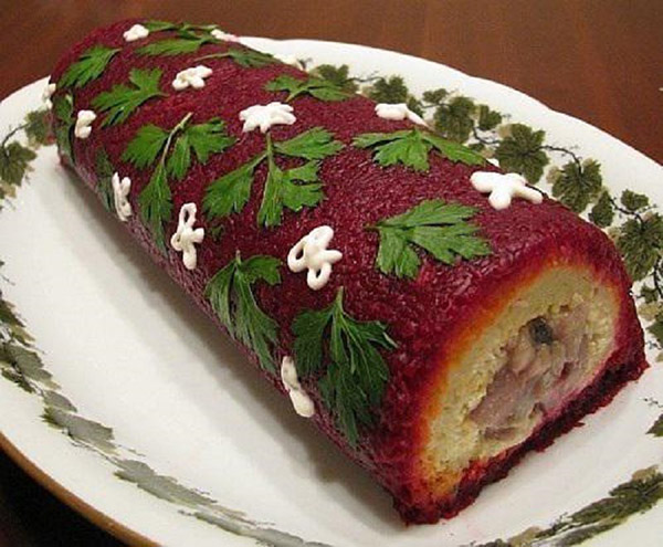 Recept på sill under pälsen för nytt år hemma - klassisk, rulla, med äpple steg för steg