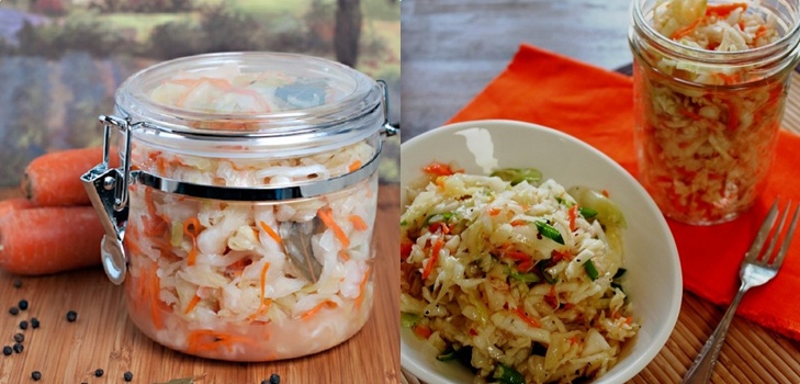 Recept från kål till vintern: goda sallader, räkor utan vinäger, med aspirin, utan sterilisering