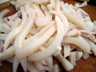Räkor och bläckfisk sallad