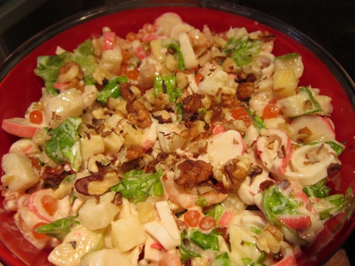 Räksallad med krabba pinnar