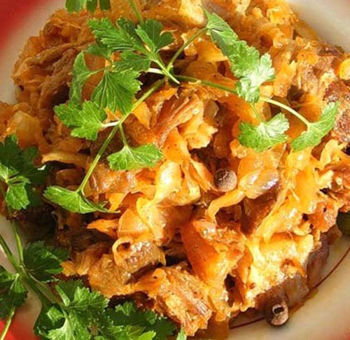 Stewed kål med svamp