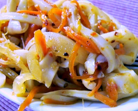 Lenten bord dekoration - bläckfisk sallad