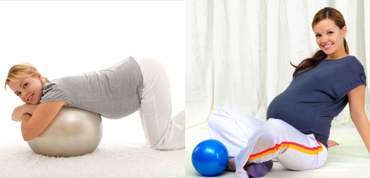 Effektiv gymnastik för gravida kvinnor på fitball
